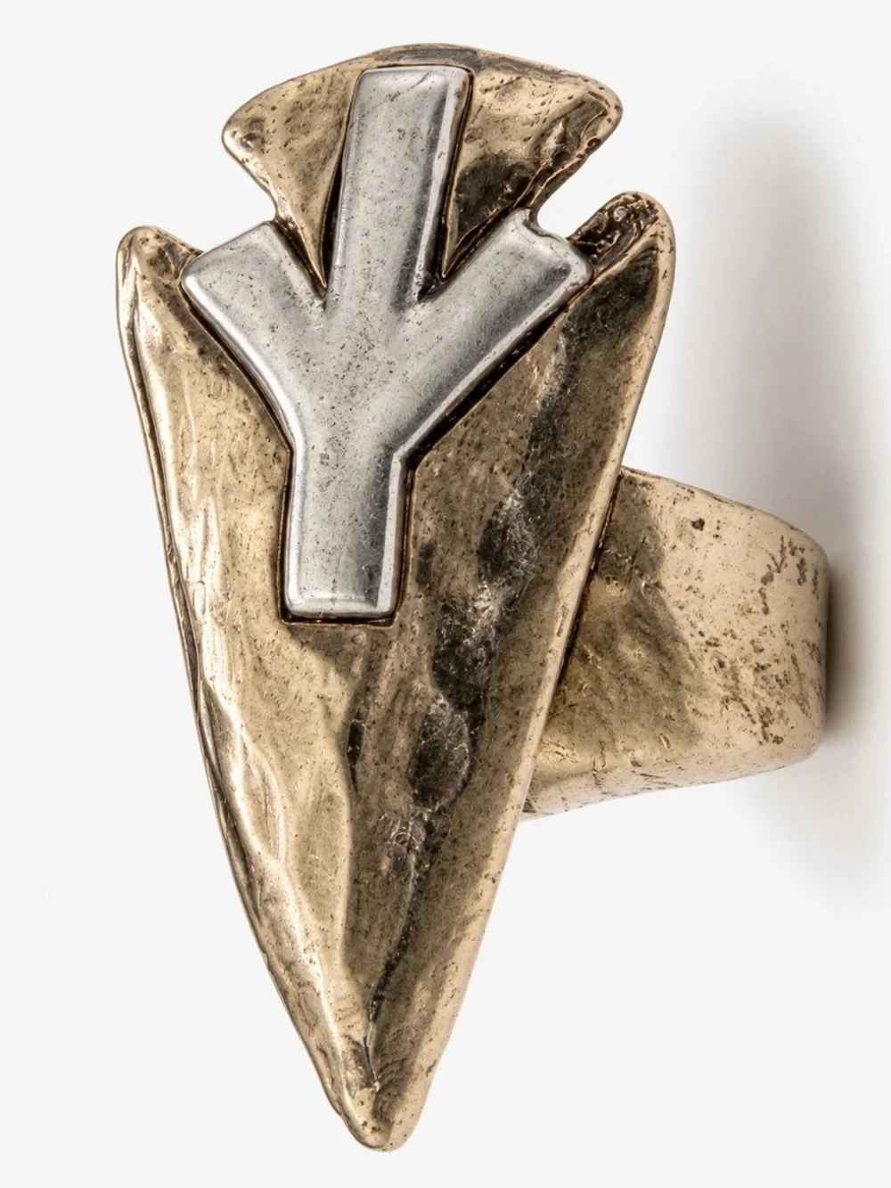 Low Luv By Erin Wasson Gold and Silver Tone Statement Arrowhead Ring Size 8